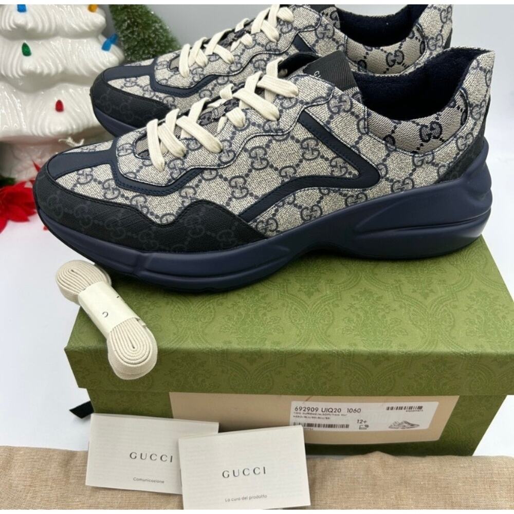 Gucci men's Rython GG Supreme monogram trainers size 12.5 made in Italy - Picture 5 of 12